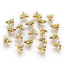 Honeyhandy Tibetan Style Alloy Beads, Lead Free & Cadmium Free, Dragonfly, Antique Golden, Size: about 8.2mm wide, Hole: 1mm