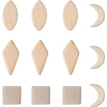 Fingerinspire Undyed Natural Beech Wood Beads, Unfinished Wood, Half Drilled, with Pendants, Mixed Shapes, PapayaWhip, 40pcs/set