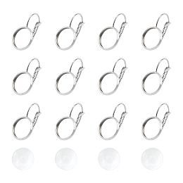 Unicraftale DIY Earring Making Kits, with 304 Stainless Steel Leverback Earring Findings and Transparent Glass Cabochons, Stainless Steel Color, Earring Findings: 21x14mmm, Pin: 0.8mm, 30pcs/box