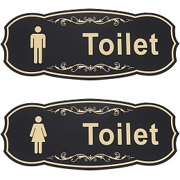 OLYCRAFT 2Pcs 8.7x3.5 Inch Acrylic Toilet Sign Stickers Prussian Blue Men's and Women's Public Toilet Sign for Wall Door Accessories Sign Offices Businesses Restaurants