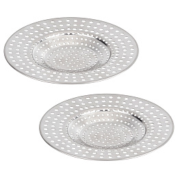 GORGECRAFT 2PCS Durable Floor Drain Filter Shower Drain Hair Catcher Strainer Stainless Steel Drain Protector for Bathroom Bathtub Handbasin and Kitchen, Flat Round