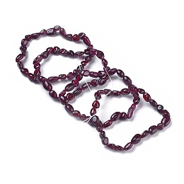 Honeyhandy Natural Garnet Bead Stretch Bracelets, Tumbled Stone, Nuggets, Inner Diameter: 2~2-1/4 inch(5.2~5.6cm)