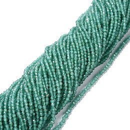 Honeyhandy Cat Eye Beads Strands, Round, Faceted, Light Sea Green, 2mm, Hole: 0.2mm, 14.17 inch(36cm), 174~184pcs/strand