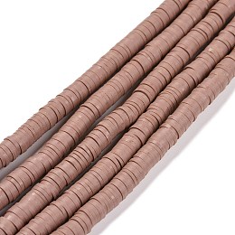 Honeyhandy Handmade Polymer Clay Beads Strands, for DIY Jewelry Crafts Supplies, Heishi Beads, Disc/Flat Round, Rosy Brown, 6x0.5~1mm, Hole: 1.8mm, about 290~320pcs/strand, 15.75 inch~16.14 inch(40~41cm)