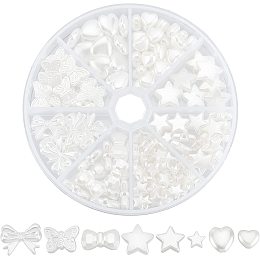 Arricraft About 170 Pcs Plastic Pearl Beads, Star & Heart & Butterfly & Bowknot Acrylic Pearl Beads ABS Imitation Loose Beads Kits Aesthetic Beads for Jewelry Making Vase Filler