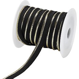 AHANDMAKER 20 Yards Piping Trim with Welting Cord, Black Maxi Piping Bias Tape Lip Cord Trim with Golden Thread Edge for DIY Craft Webbing Garment Sewing Trimming Upholstery, 0.4 Inch