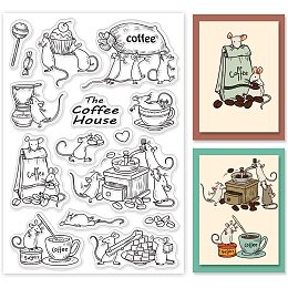 GLOBLELAND Animal Coffee Clear Stamps Coffee Machine Silicone Stamps Transparent Rubber Seal Stamps for Card Making DIY Scrapbooking Crafting Photo Album Journal Decor