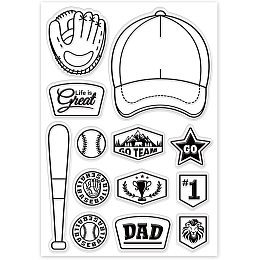 GLOBLELAND Baseball Cap Clear Stamps Baseball Sport Silicone Clear Stamp Seals for Cards Making DIY Scrapbooking Photo Journal Album Decoration