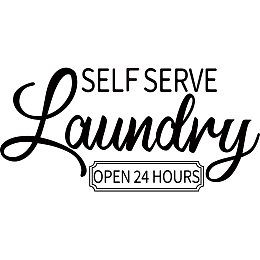 Arricraft Self Serve Laundry Open 24 Hours Lettering Wall Stickers Vinyl Wall Art Decal for Self-Service Laundry Washing Machine Dryer Laundry Room Black 24x11.4in