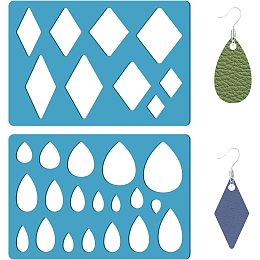 GORGECRAFT 2 Styles Teardrop Earring Template Reusable Diamond Jewelry Shape Templates Geometric Stencils Leather Earring Acrylic Cutting Stencil for Bracelets Earrings DIY Crafts Making 3.5 x 5.1