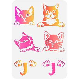 FINGERINSPIRE Cat Stencil 8.3x11.7inch Reusable Drawing Templates Cat Tail Stencil Cat Paw Pattern Template Plastic PET Painting Stencil Washable Stencil for Home Furniture Wall Decoration