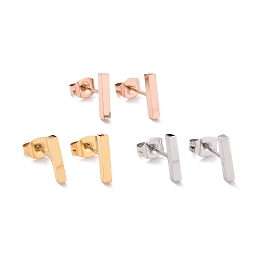 Honeyhandy Cuboid 304 Stainless Steel Stud Crawler Earrings, Hypoallergenic Earrings, Climber Earrings, Mixed Color, 10x2x1.8mm, Pin: 0.8mm