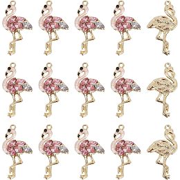 SUNNYCLUE 1 Box 20Pcs Flamingo Charms Rhinestone Flamingo Charm Pink Bird Cute Animal Love Flamingos Charms for Jewelry Making Charm Women Earrings Necklace Bracelets Keychain Handmade Gift DIY Craft