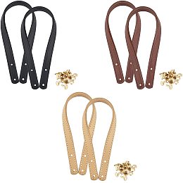 ARRICRAFT 3 Colors Leather Bag Handles, 11.7 Inch PU Leather Purse Strap Handbag Handle Replacement Shoulder Bag Strap Belt with Iron Screws for DIY Handmade Bag Purse Making Accessories