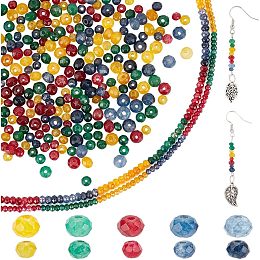 Arricraft 2 Strands Natural Chalcedony Beads, 2 Sizes Dyed Crystal Stone Beads Rondelle Faceted Mixed Color Gemstone Loose Beads Charms for Jewelry Earring Necklace Bracelet Making 0.8-1mm