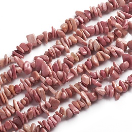 Honeyhandy Natural Rhodonite Beads Strands, Chip, 1.5~4.5x6.5~11.5mm, Hole: 1mm, 33.39 inch(84.8 cm)