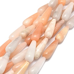 Natural Aventurine Beads Strands, Waterdrop, Orange, 30x10mm, Hole: 1.4mm, about 13pcs/strand, 15.75''(40cm)