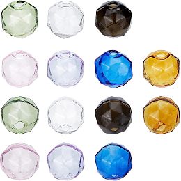 NBEADS 14Pcs 7 Colors Mini Empty Clear Glass Globe，0.6" Polygon Wish Glass Ball Bottle Vial Beads Glass Globe Fillable Bauble Ornaments for DIY Pendant Charms Earring Jewelry Craft Making