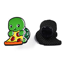 Honeyhandy Tortoise with Cheese Enamel Pin, Electrophoresis Black Plated Alloy Animal Badge for Backpack Clothes, Nickel Free & Lead Free, Green, 25x22mm, Pin: 1.2mm