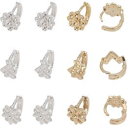 CHGCRAFT 12Pcs 6 Styles Brass Hoop Earring Findings Brass Earring Accessories Golden and Silver Earring Findings Flower and Wave Earring Findings for DIY Ear Pendants Making