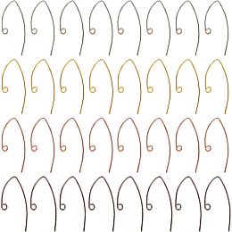 SUPERFINDINGS 80Pcs Brass Earring Hooks 4 Colors Lever Back Earwires with Loop 29x15mm Ear Wire Connector Fish Hook Earrings Supplies Findings for Jewelry Making, Hole: 2mm, Pin: 0.6mm