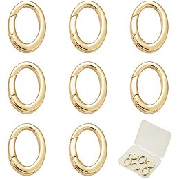 SUNNYCLUE 1 Box 8Pcs 18K Gold Plated O Ring Spring Gate Rings Large Spring Keyring Buckle Spring Buckle Clip O Rings Round Clasps Circle Connector for Jewelry Making Keyring Buckle Bags Purses DIY