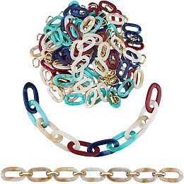 SUPERFINDINGS 200pcs Acrylic Linking Rings Chain 6 Colors Open Quick Link Ring Plastic Connectors Imitation Gemstone Oval Linking Chians for Necklace Phone Decoration DIY Jewelry Making