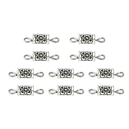 Honeyhandy Tibetan Style Alloy Connector Charms, Column Links with 304 Stainless Steel Double Loops, Antique Silver & Stainless Steel Color, 14.5x4.5mm, Hole: 2mm