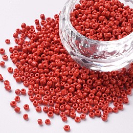 Honeyhandy Glass Seed Beads, Opaque Colours Seed, Round, Red, Size: about 2mm in diameter, hole:1mm, about 30000pcs/pound