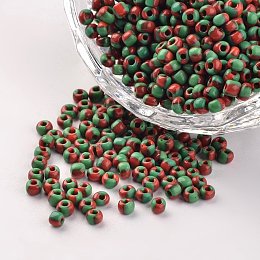 Honeyhandy 8/0 Opaque Colours Seep Glass Beads, Round Seed Beads, Green, 2.5~3x2~3mm, Hole: 0.8mm, about 15000pcs/450g