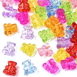 Honeyhandy Transparent Acrylic Beads, Bear, Mixed Color, 10x10x6mm, Hole: 3mm, about 2222pcs/500g