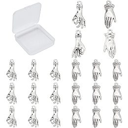 SUNNYCLUE 1 Box 40Pcs 2 Styles Antique Silver Hand Pendant Mini Alloy OK Gesture Vintage Charms Bulk Tibetan Style Fingers Lucky Pendants for Jewelry Making Charms Bracelets Findings