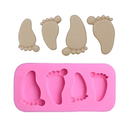 Honeyhandy Food Grade Silicone Molds, Fondant Molds, For DIY Cake Decoration, Chocolate, Candy, UV Resin & Epoxy Resin Jewelry Making, Baby Foot, Pink, 81x39x9mm, Inner Diameter: 28x19mm