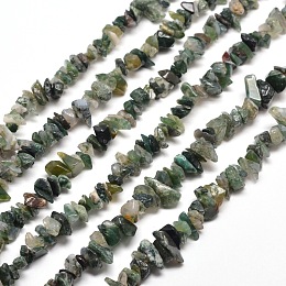 Honeyhandy Natural Moss Agate Chip Bead Strands, 5~8x5~8mm, Hole: 1mm, about 31.5 inch