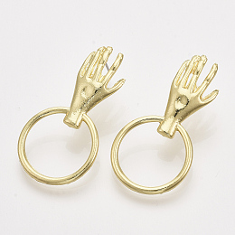 Honeyhandy Alloy Stud Earring Findings, with Steel Pins and Hole, Hand, Light Gold, 41x21.5mm, Hole: 17.5mm, Pin: 0.7mm