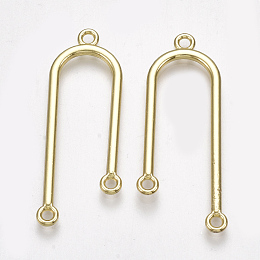 Honeyhandy Alloy Chandelier Component Links, 3 Loop Connectors, U-shape, Light Gold, 40.5x15~16x2mm, Hole: 1.8mm