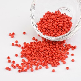 ARRICRAFT 8/0 Opaque Colours Round Glass Seed Beads, Red, Size: about 3mm in diameter, hole:1mm, about 1101pcs/50g