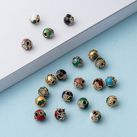 Arricraft 200Pcs Handmade Cloisonne Beads, Round, Mixed Color, 6mm, Hole: 1~1.5mm