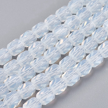 Arricraft Opalite Beads Strands, Faceted, Cube, White, 6x6x6mm, Hole: 1mm, about 71pcs/strand, 16.5 inches
