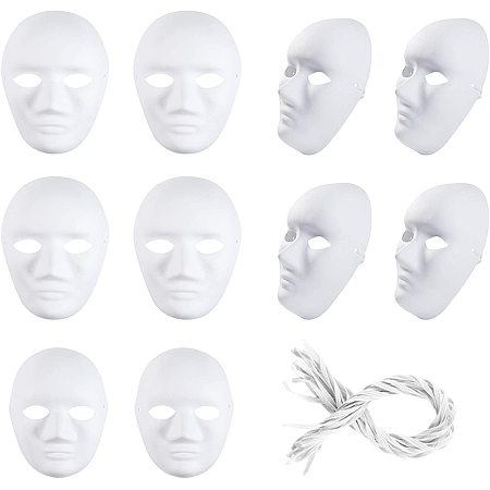 NBEADS 10 Pcs Paper Mask Craft, White DIY Paper Mask Paintable Blank Mask for Decoration Masquerade Mardi Gras Cosplay Halloween Party