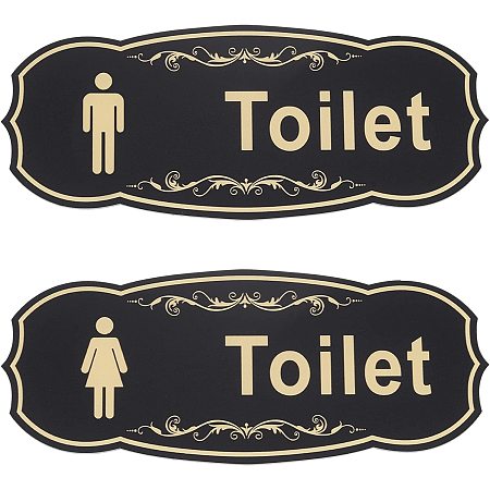 OLYCRAFT 2Pcs 8.7x3.5 Inch Acrylic Toilet Sign Stickers Prussian Blue Men's and Women's Public Toilet Sign for Wall Door Accessories Sign Offices Businesses Restaurants