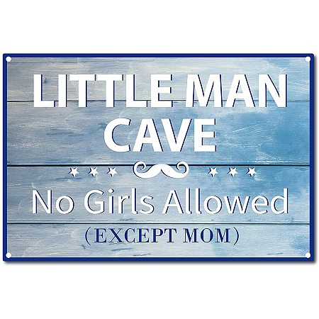 CREATCABIN Metal Tin Sign Man Cave No Girls Allowed Except Mom Retro Vintage Funny Wall Art Mural Hanging Iron Painting for Home Garden Bar Pub Kitchen Living Room Office Garage Plaque 8 x 12inch