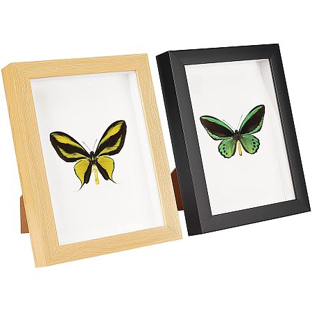 Arricraft 2 Pcs Shadow Boxes, Wood Display Case Ready to Hang, Wood Storage Box for Jewelry & Pins Display, Wedding