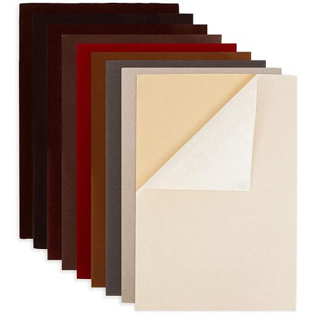 BENECREAT 18PCS 9 Color Velvet Fabric Sticky Back Adhesive Back Sheets, A4 Sheet (8.3