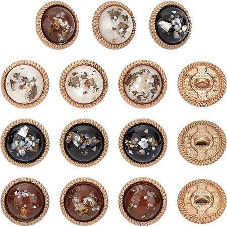 CHGCRAFT 18Pcs 3 Colors 18mm Metal Buttons 1-Hole Round Button Black Brown White Button for Fabrics Crafts DIY Projects