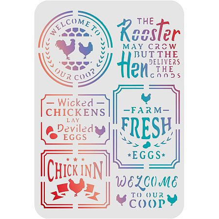 FINGERINSPIRE Farm Chicken Coop Drawing Painting Stencils Templates (11.6x8.3inch) Welcome to Our Coop Stencils Decoration Chicken Coop Drawing Stencil for Painting on Wood, Floor, Wall and Fabric