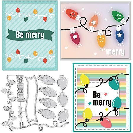 BENECREAT 4.7x4inch String Light Pattern Metal Cutting Dies, Wedding Party Birthday Themed Die Cuts Embossing Stencil for Card Making Scrapbooking Paper Craft(0.8mm Thick)