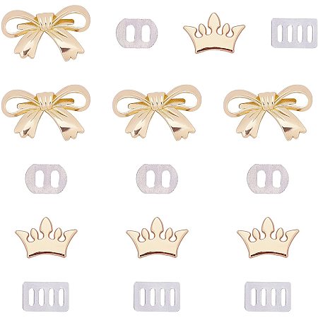 ARRICRAFT 2 Styles Bag Decorative Buckles, 8 Sets Metal Purse Decorative Clasps Crown Bowknot Shape Coat Shoes Dress Decoration Button with Shims for Clothing Wedding Sewing Crafts Accessories