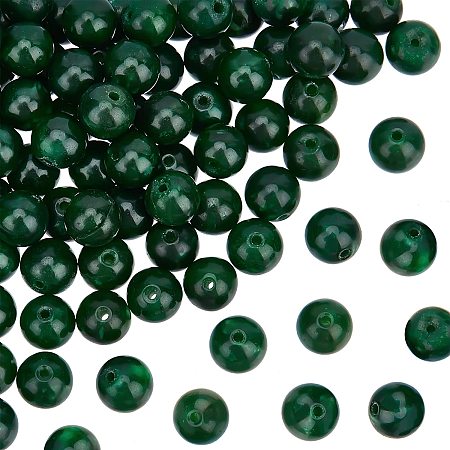 OLYCRAFT 96Pcs 8mm Natural Green Jade Bead Gemstone Loose Beads Round Spacer Beads Natural Malaysia Jade Bead Dark Green Crystal Bead for Bracelet Necklace Jewelry Making