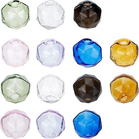 NBEADS 14Pcs 7 Colors Mini Empty Clear Glass Globe，0.6